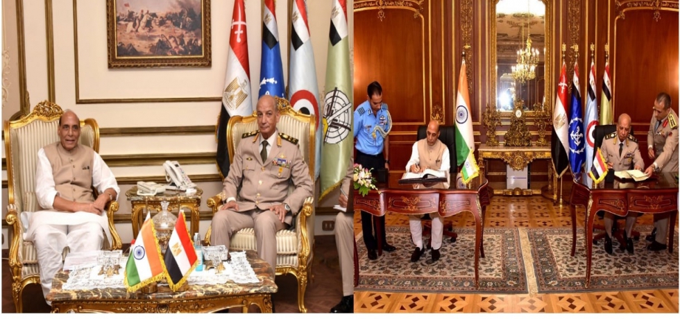 Raksha Mantri, Shri Rajnath Singh held meeting with Egypt’s Defence Minister, General Mohamed Zaki in cairo and signed MOU on Defence Cooperation (20 September 2022)